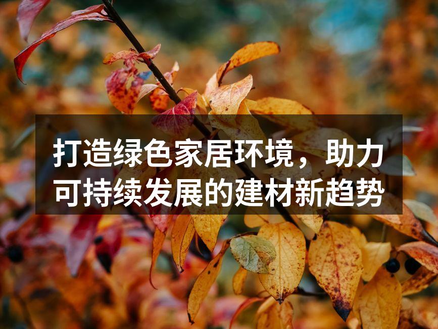 打造绿色家居环境，助力可持续发展的建材新趋势